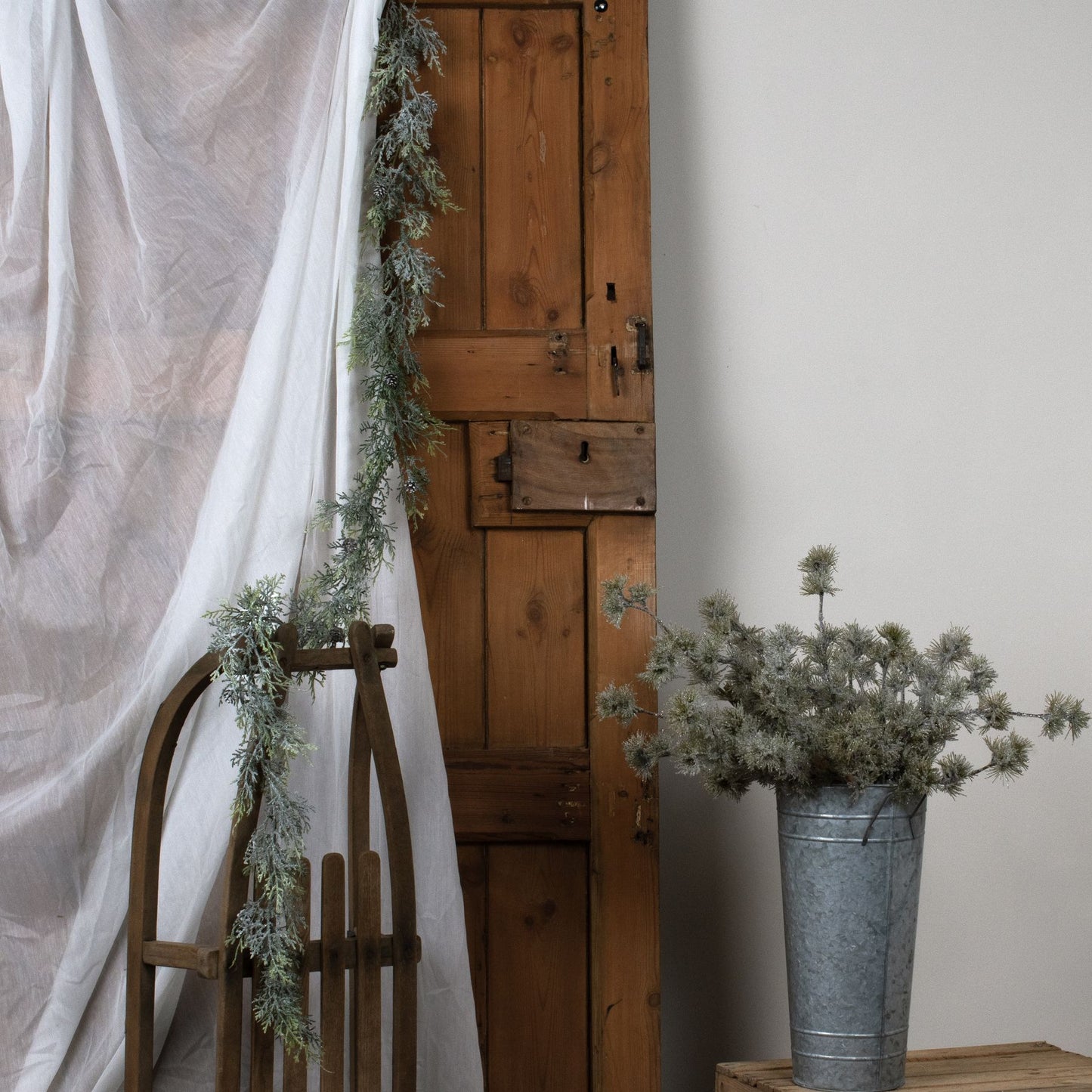 Artificial Frosted Pine Garland With Pinecones - 180cm