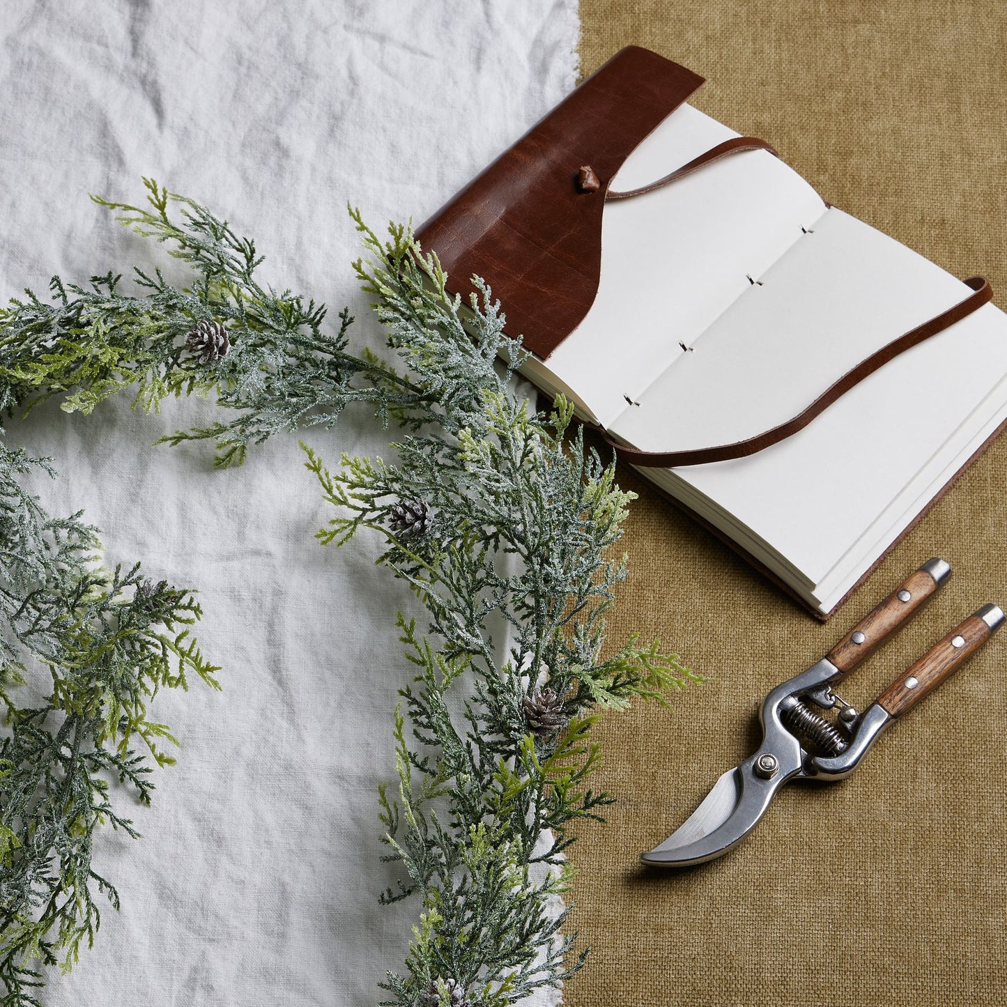 Artificial Frosted Pine Garland With Pinecones - 180cm