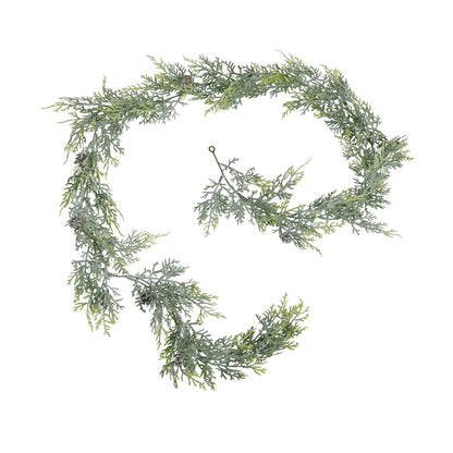 Artificial Frosted Pine Garland With Pinecones - 180cm