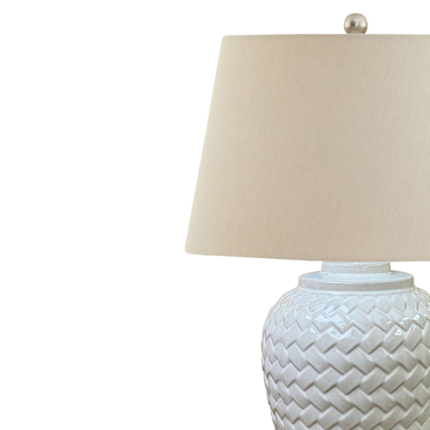 Luxurious Woven Pattern Ceramic Table Lamp with Linen Shade