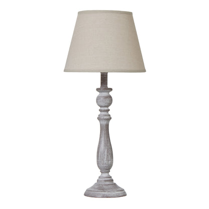 Dunum Carved Column Table Lamp with Linen Shade