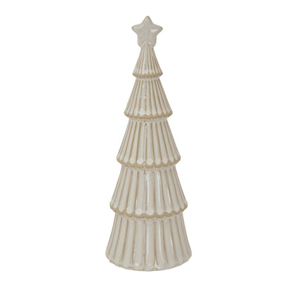 Nordic Ceramic Snowy Layered Christmas Tree With Star - 3 Sizes