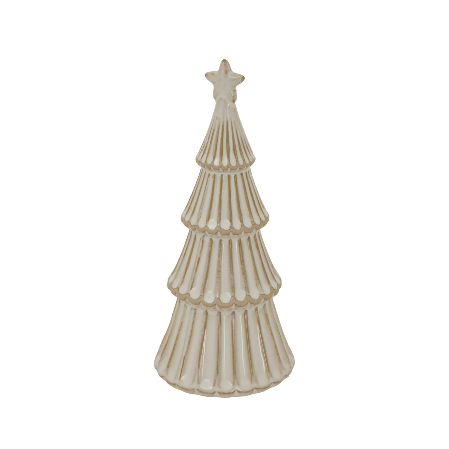 Nordic Ceramic Snowy Layered Christmas Tree With Star - 3 Sizes
