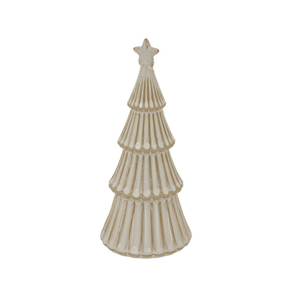 Nordic Ceramic Snowy Layered Christmas Tree With Star - 3 Sizes