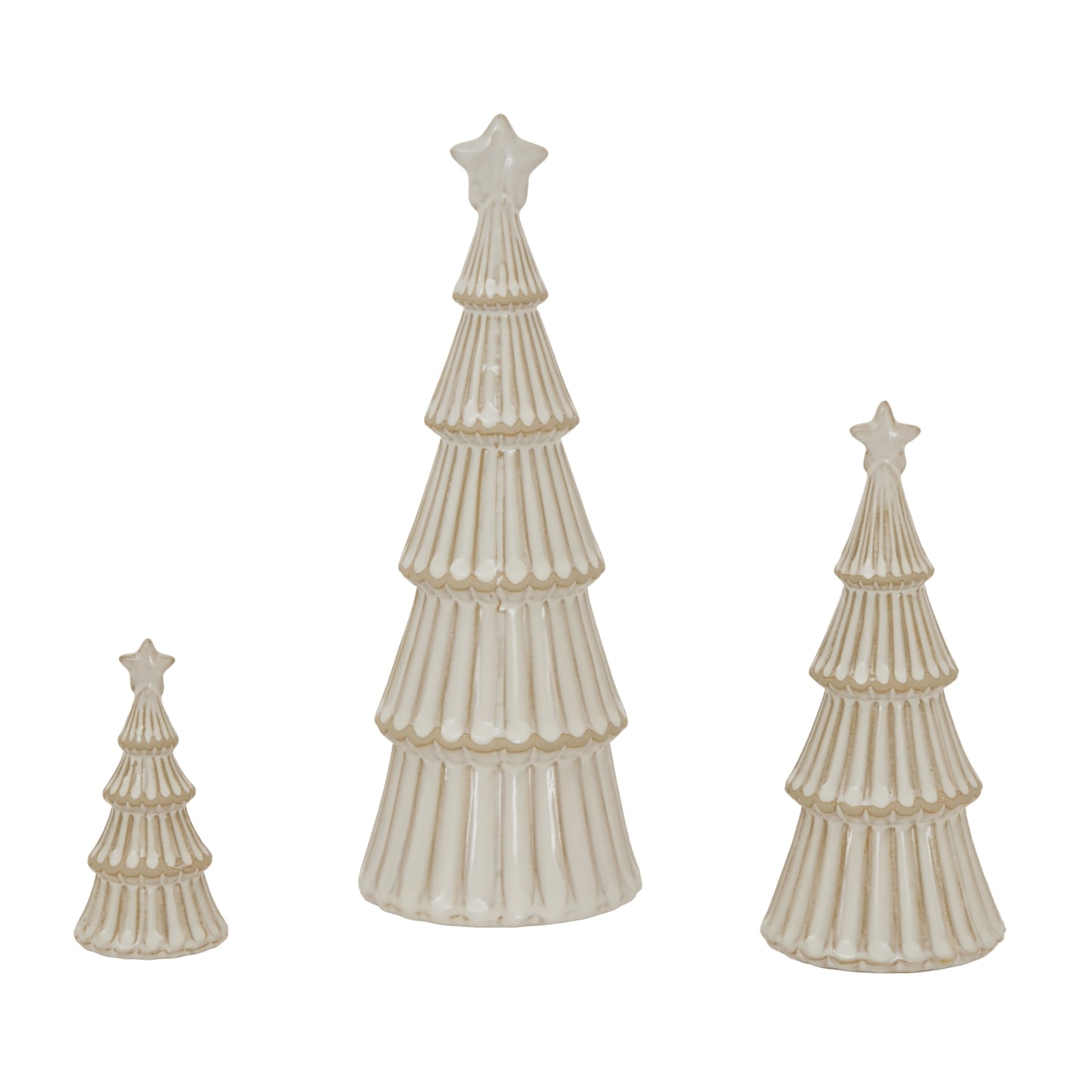 Nordic Ceramic Snowy Layered Christmas Tree With Star - 3 Sizes