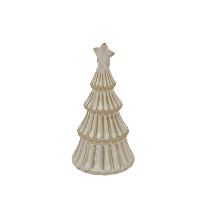 Nordic Ceramic Snowy Layered Christmas Tree With Star - 3 Sizes