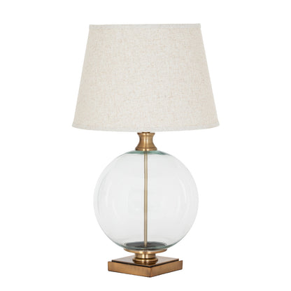 Lunel Glass Orb Table Lamp with Edged Linen Shade