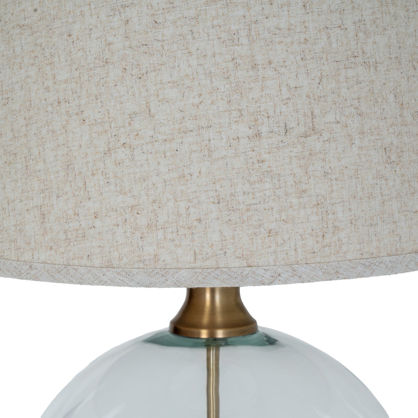 Lunel Glass Orb Table Lamp with Edged Linen Shade