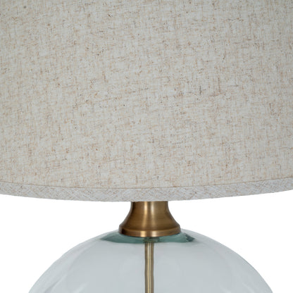 Lunel Glass Orb Table Lamp with Edged Linen Shade