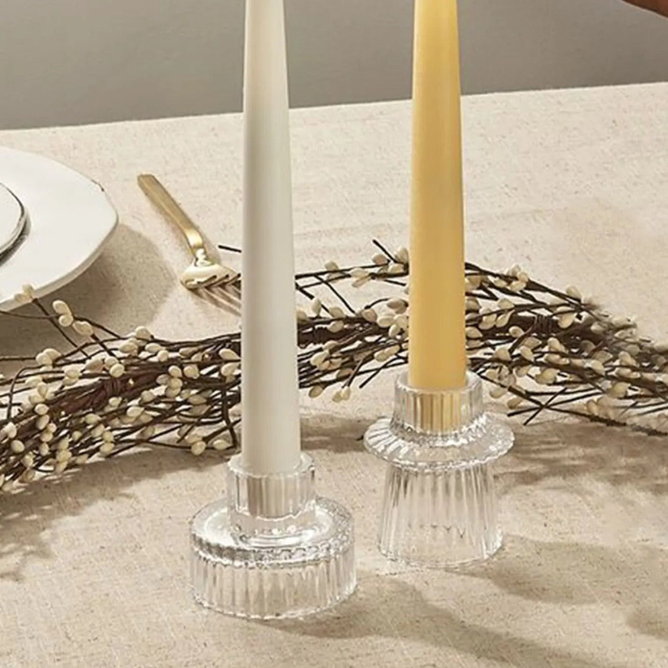 Nordic Minimalist Clear Ripple Glass Candle Holder - 3 Sizes