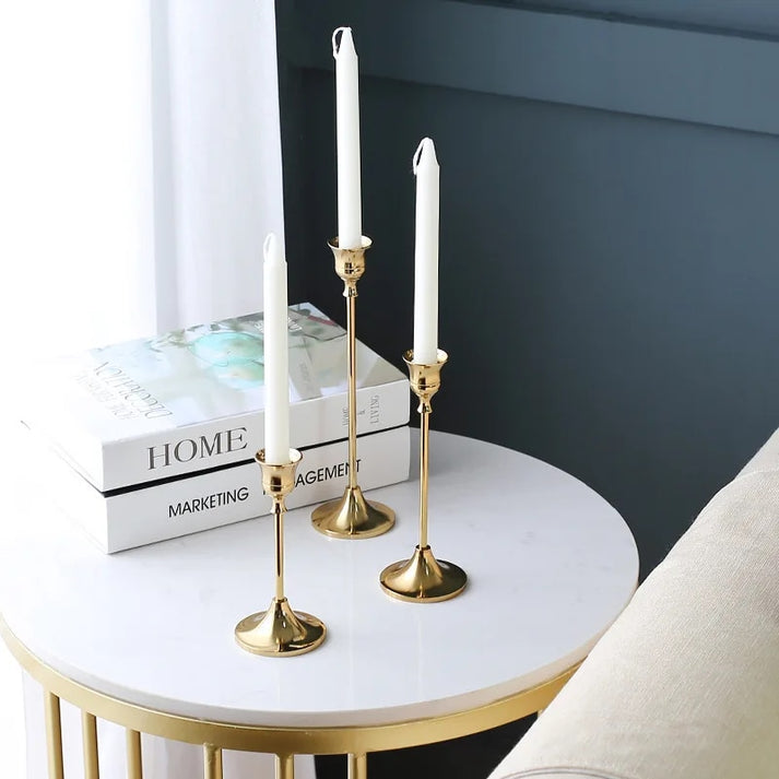 Lilly & Lula | Set of 3 Decorative Candlestick Holders - Bronze, Gold ...