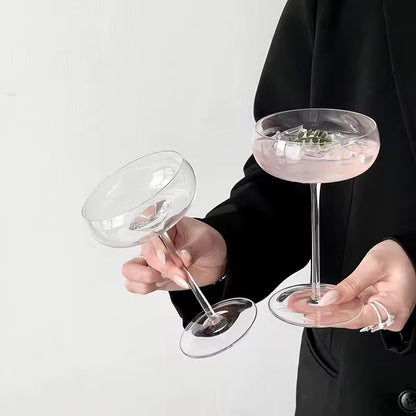 Set of 6 Handmade Crystal Long Stem Coupe Cocktail Martini Glasses