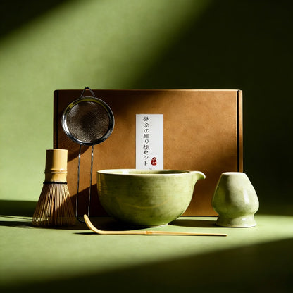 5-Piece Set Handmade Japanese Matcha Ceremony Gift Set - Sage, Green, White & Black Lilly & Lula