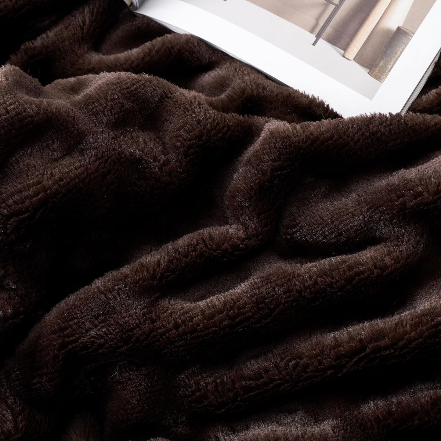 Plush Luxury Faux Rabbit Fur Bedspread Throw - Ivory, Brown & Beige Lilly & Lula