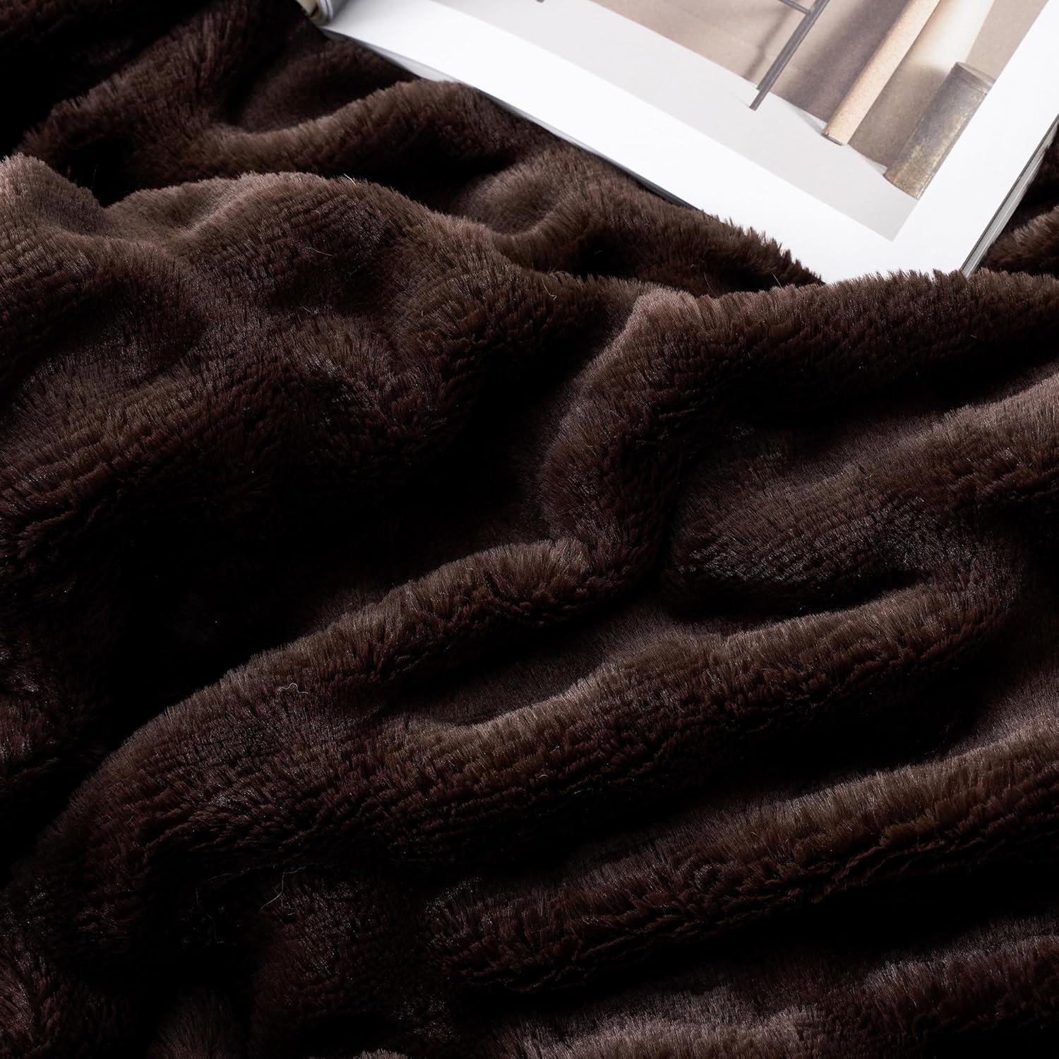 Plush Luxury Faux Rabbit Fur Bedspread Throw - Ivory, Brown & Beige Lilly & Lula