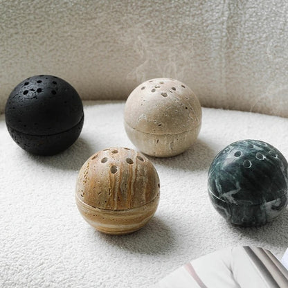 Natural Marble Cave Hole Stone Incense Burner - 7 Colours