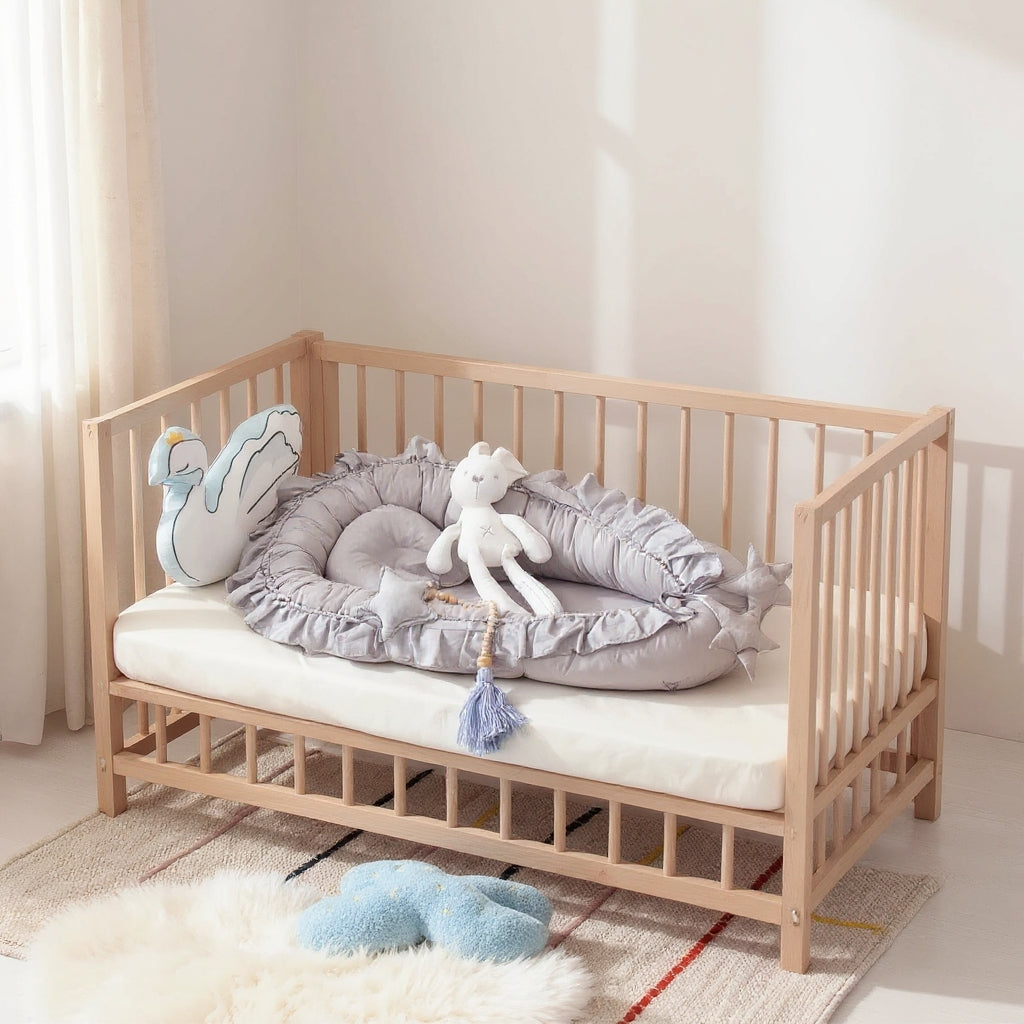 Portable Padded Lounger Baby Nest Pod & Bed with Frill Detail - 6 Colours Lilly & Lula