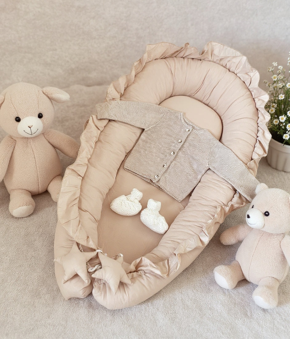 Portable Padded Lounger Baby Nest Pod & Bed with Frill Detail - 6 Colours Lilly & Lula