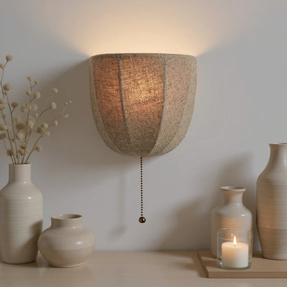 Decorative Shaded Retro Linen Wall Sconce Light with Pull Chain Lilly & Lula