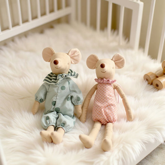 Bowknot Mouse Stuffed Toy Doll For Boys & Girls - Pink & Green Lilly & Lula