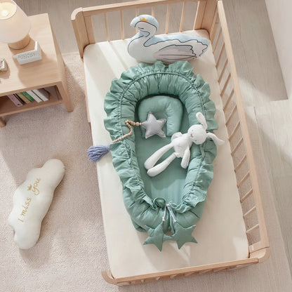 Portable Padded Lounger Baby Nest Pod & Bed with Frill Detail - 6 Colours Lilly & Lula
