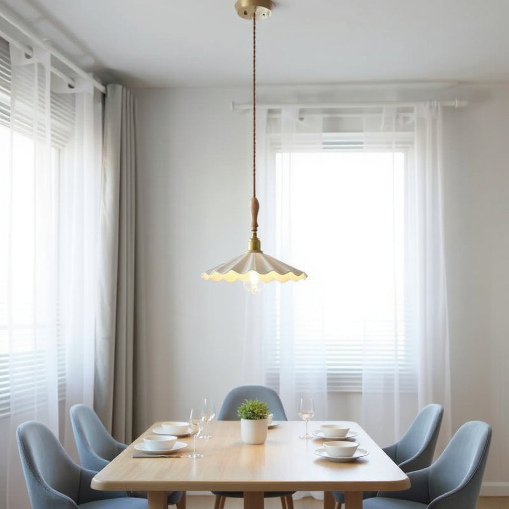 Scandinavian Ceramic LED Hanging Ceiling Pendant Light Fixture - White Lilly & Lula