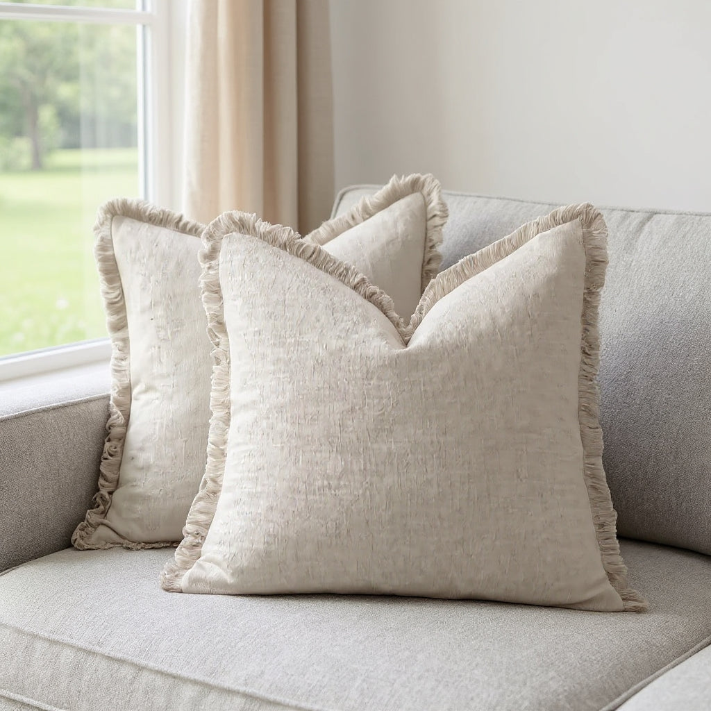Decorative Nordic Frill Cotton & Linen Cushion Covers - 5 Colours Lilly & Lula