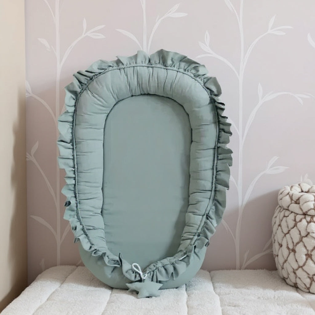Portable Padded Lounger Baby Nest Pod & Bed with Frill Detail - 6 Colours Lilly & Lula