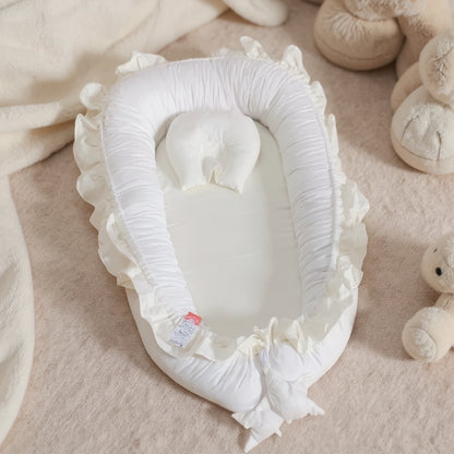 Portable Padded Lounger Baby Nest Pod & Bed with Frill Detail - 6 Colours Lilly & Lula