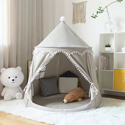 Round Plush Indoor & Outdoor Play Tent for Children - 3 Colours Grey Lilly & Lula
