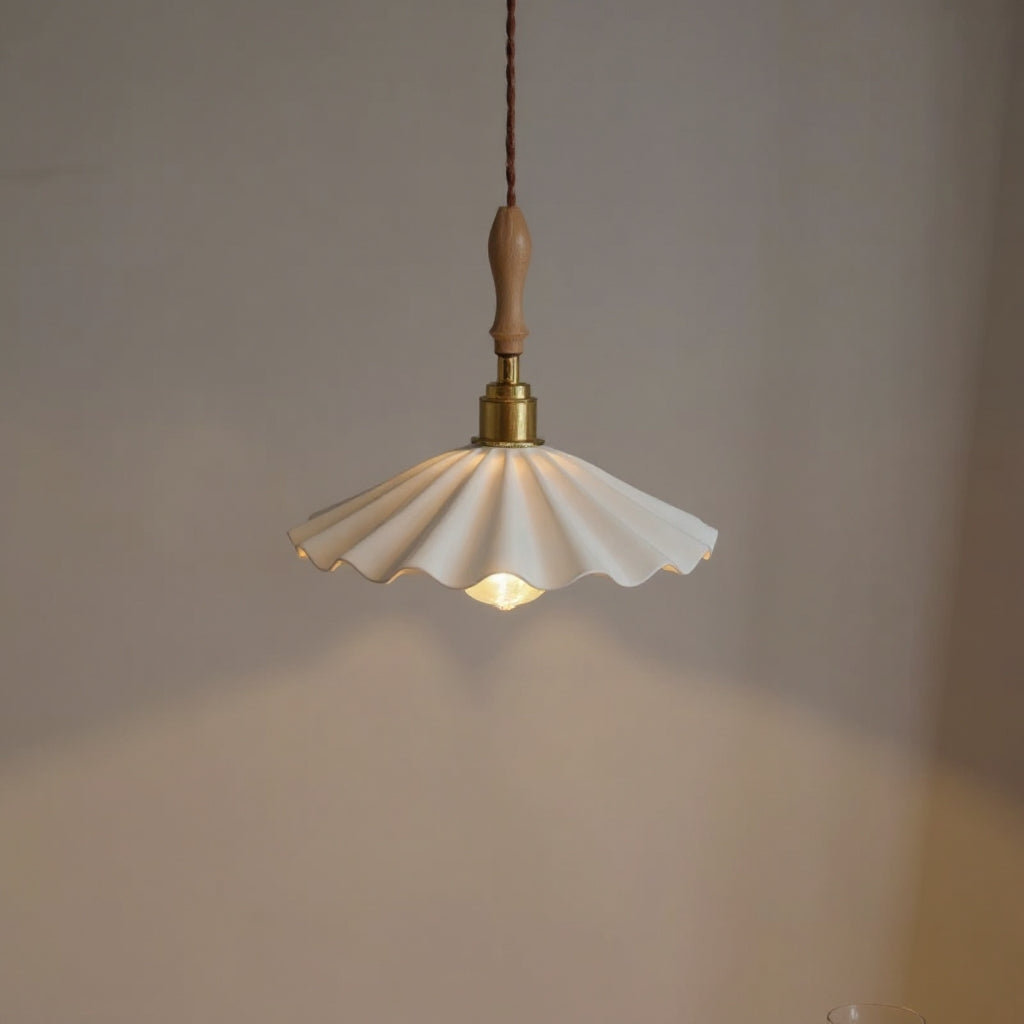 Scandinavian Ceramic LED Hanging Ceiling Pendant Light Fixture - White Lilly & Lula