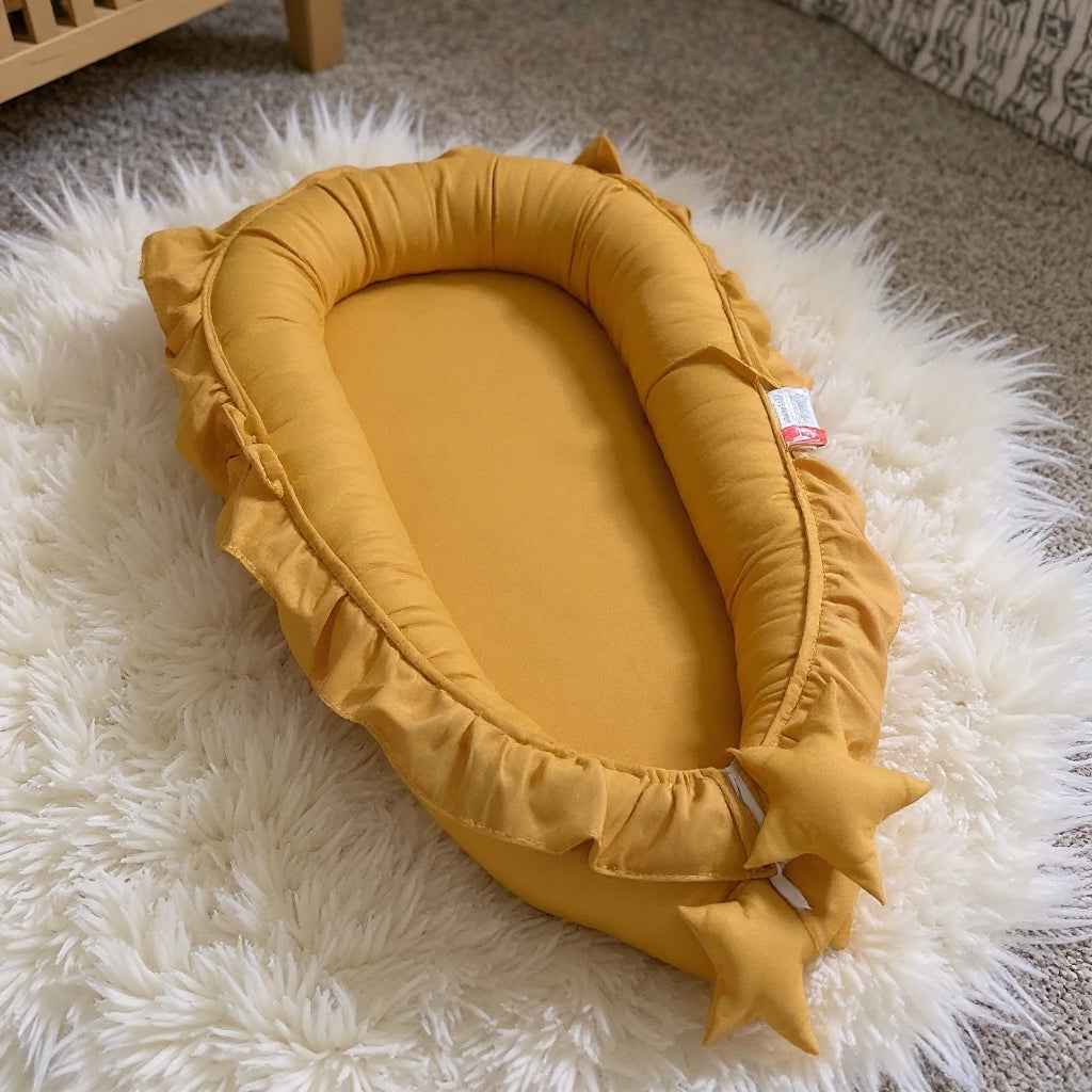 Portable Padded Lounger Baby Nest Pod & Bed with Frill Detail - 6 Colours Lilly & Lula