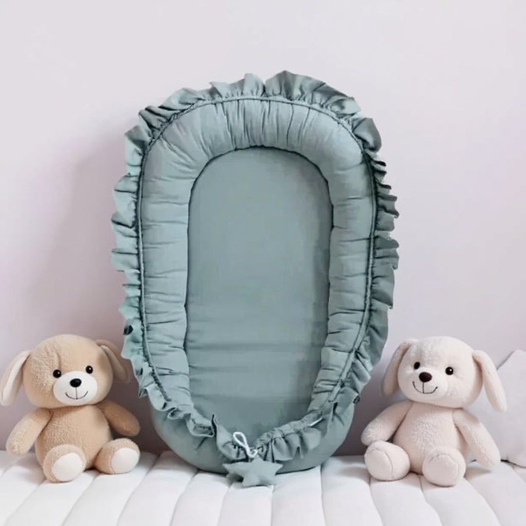 Portable Padded Lounger Baby Nest Pod & Bed with Frill Detail - 6 Colours Blue 88*50cm Lilly & Lula