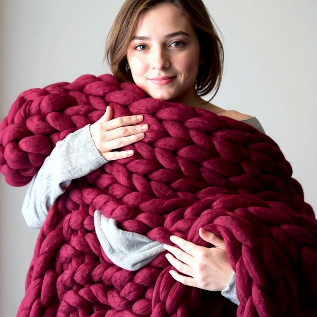 Chunky Knitted Merino Wool Blanket Throw - 8 Colours Ruby Lilly & Lula