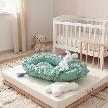 Portable Padded Lounger Baby Nest Pod & Bed with Frill Detail - 6 Colours Lilly & Lula