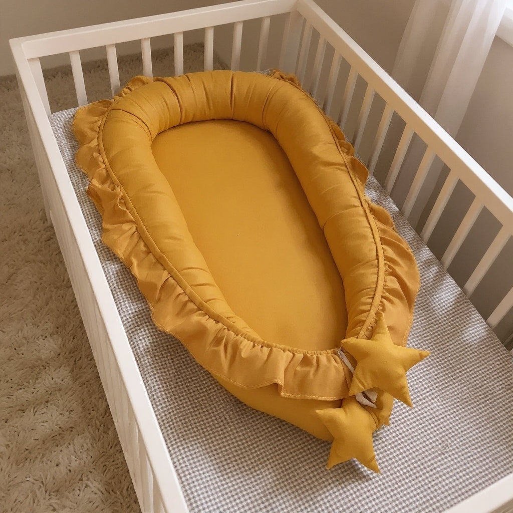 Portable Padded Lounger Baby Nest Pod & Bed with Frill Detail - 6 Colours Lilly & Lula