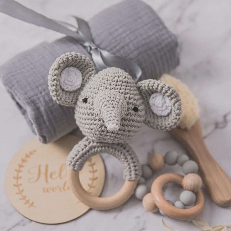 Animal New Born Baby Gift Set (0–6mths) in Grey Bunny & Elephant - 7 Piece Set Lilly & Lula