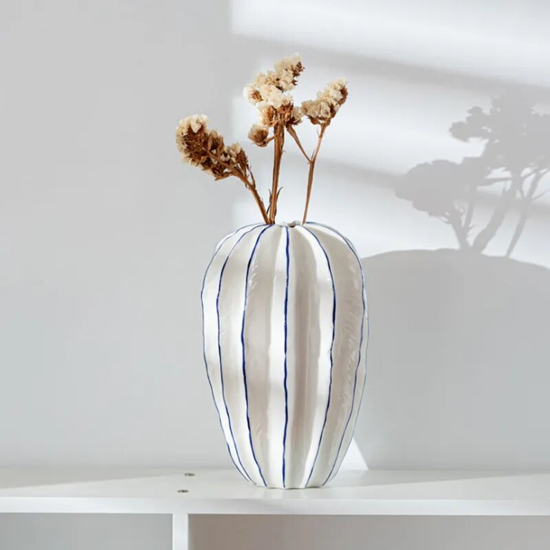 Carambola Ceramic Vases - White & Blue Lilly & Lula