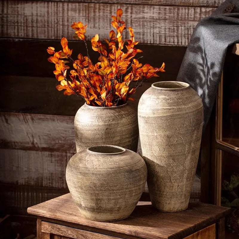 Ceramic Retro Vase Home Decoration Ornaments Piece Wabi Sabi Style - 3 Sizes Lilly & Lula