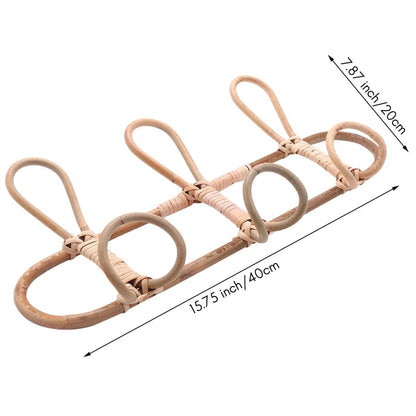 Children's Natural Rattan Wall Hook Organiser - 3 & 5 Hooks Lilly & Lula