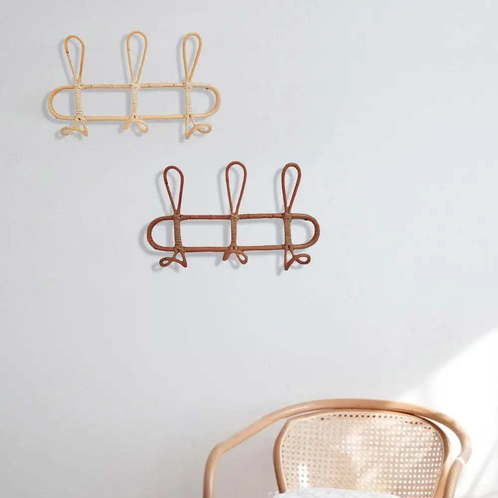 Children's Natural Rattan Wall Hook Organiser - 3 & 5 Hooks Lilly & Lula