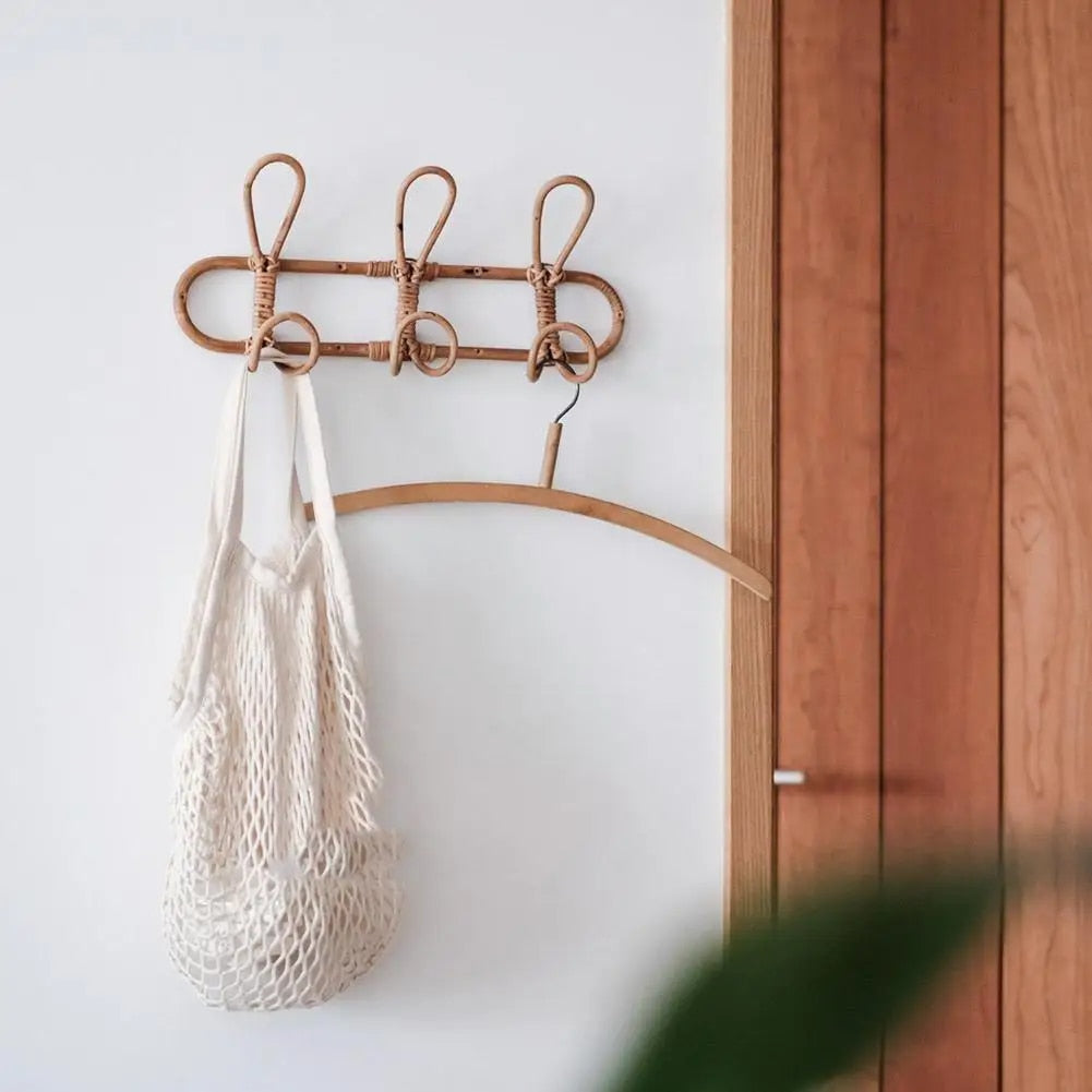 Children's Natural Rattan Wall Hook Organiser - 3 & 5 Hooks Lilly & Lula