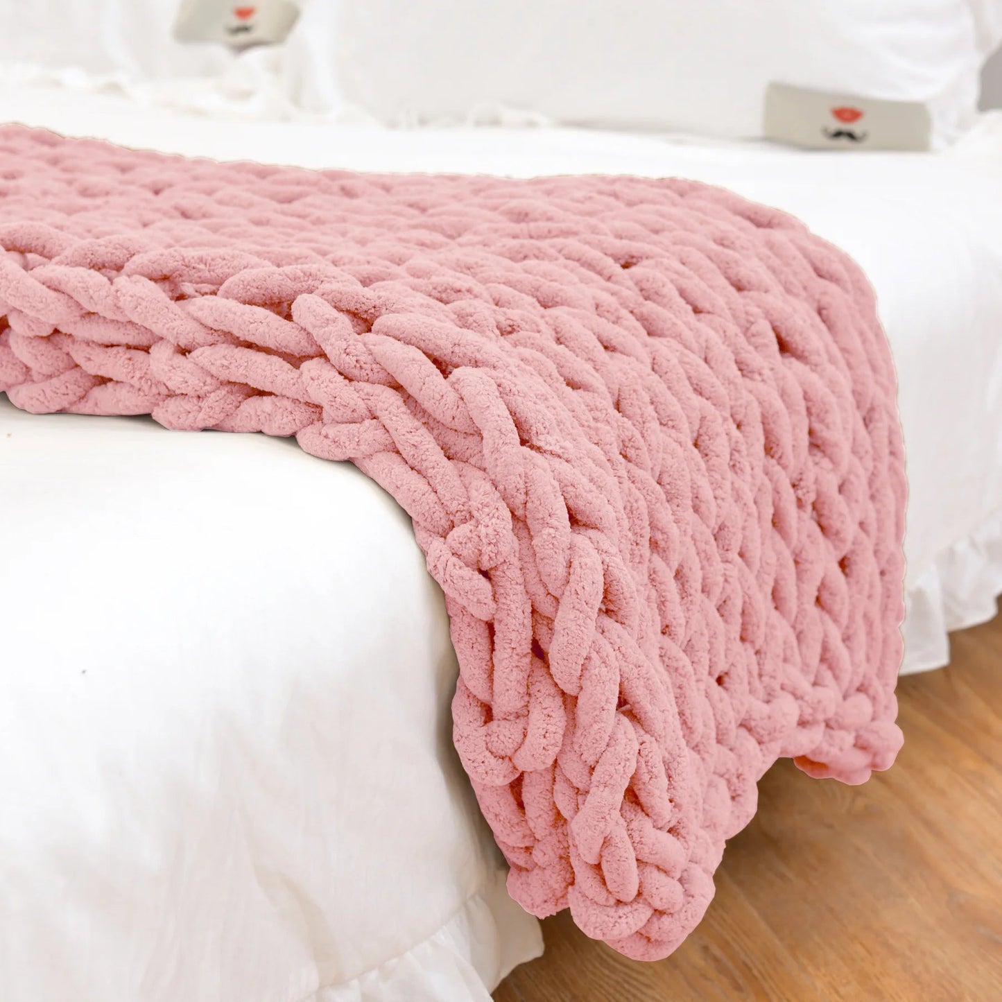 Chunky Knitted 100% Chenille Wool Blanket Throw - 10 Colours Lilly & Lula