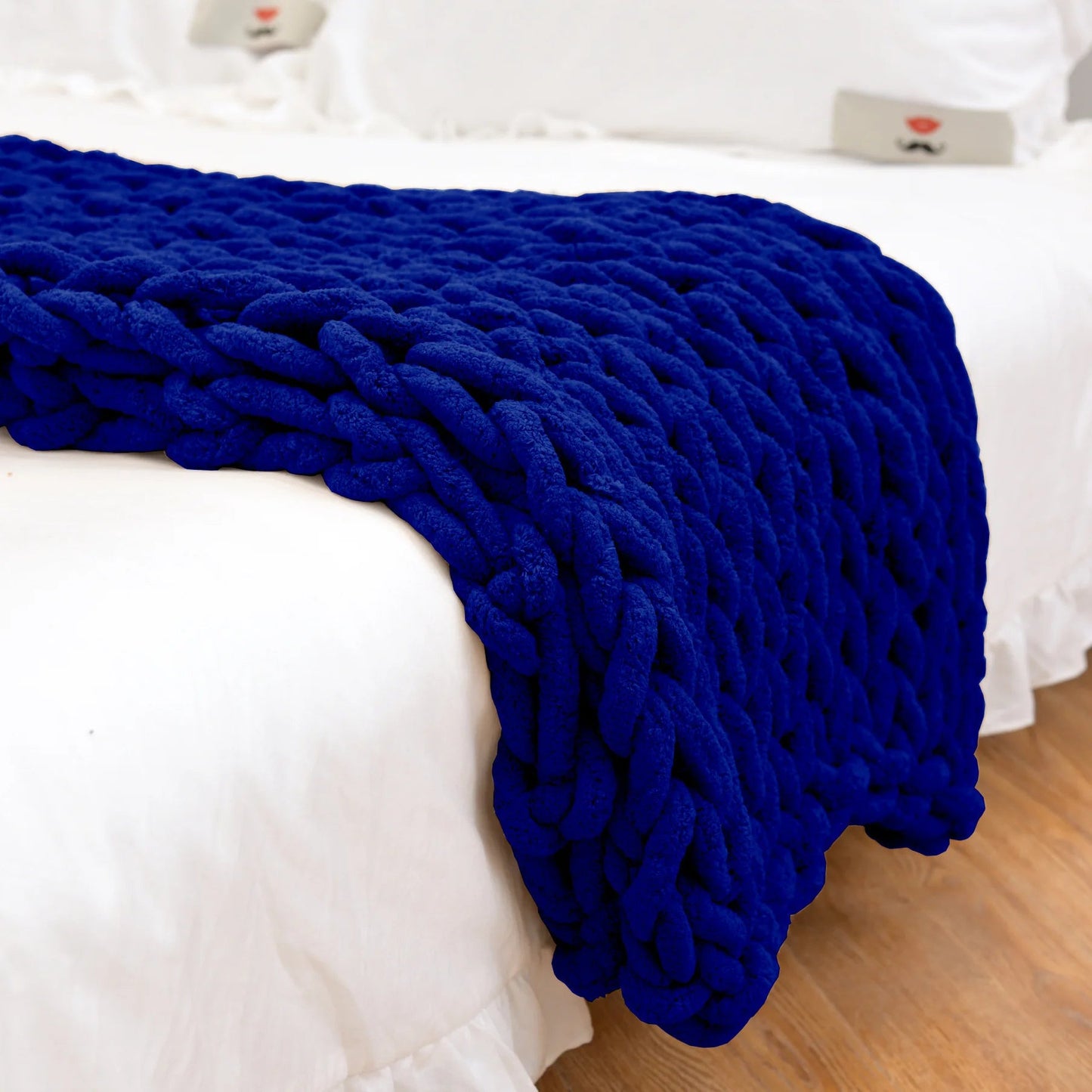 Chunky Knitted 100% Chenille Wool Blanket Throw - 10 Colours Lilly & Lula