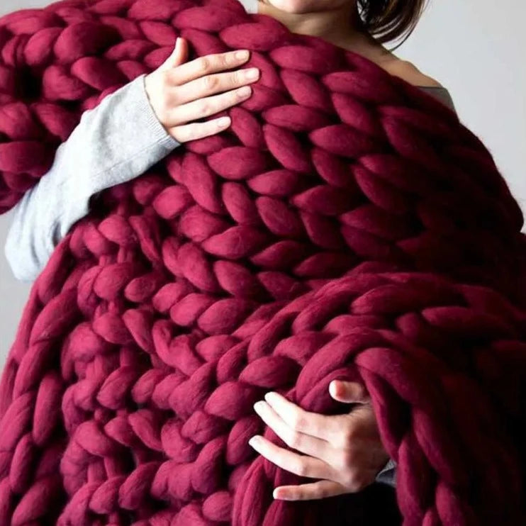 Chunky Knitted 100% Merino Wool Blanket Throw - 8 Colours Lilly & Lula