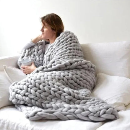 Lilly Lula Chunky Knitted 100 Merino Wool Blanket Throw 8 Colours