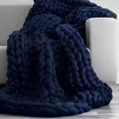 Chunky Knitted 100% Merino Wool Blanket Throw - 8 Colours Lilly & Lula