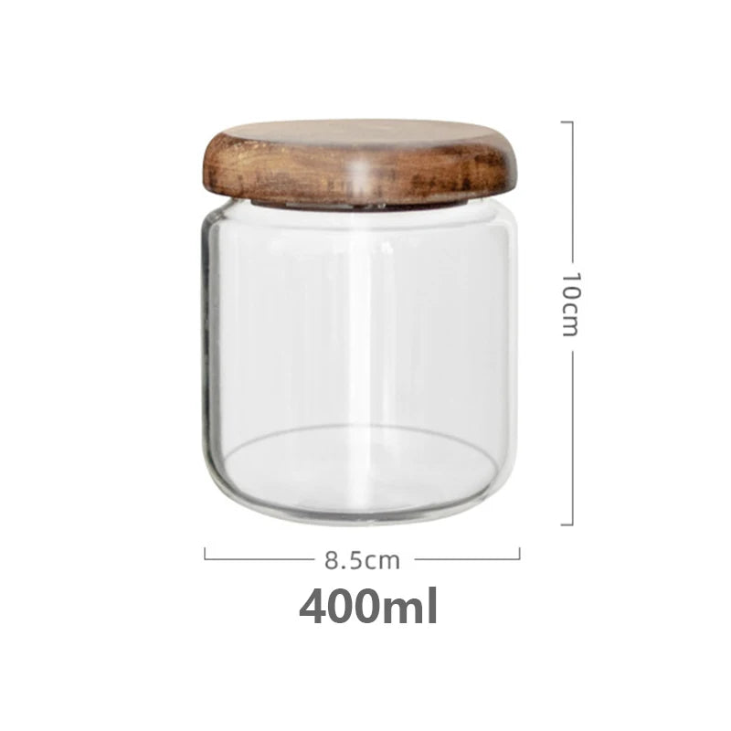 Clear Glass Food Storage Container With Wood Lid - 4 Sizes Lilly & Lula