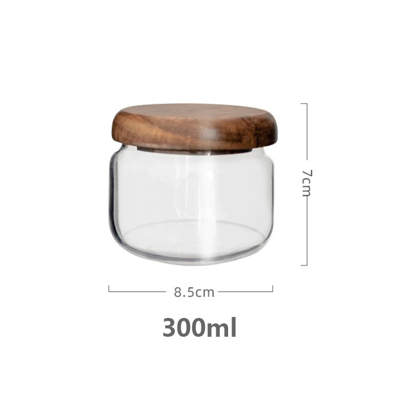 Clear Glass Food Storage Container With Wood Lid - 4 Sizes Lilly & Lula