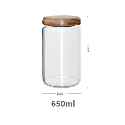 Clear Glass Food Storage Container With Wood Lid - 4 Sizes Lilly & Lula